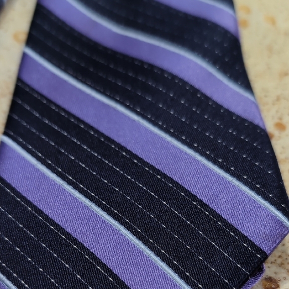 Nautica | 100% Silk Navy and Purple Striped Tie - Picture 2 of 6